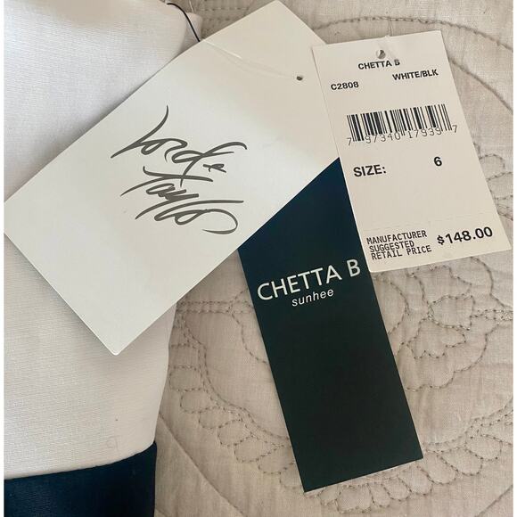 Chetta B Black & White Cotton Blend Shirt Dress With Gold Toggles size 6 nwt - Picture 9 of 10